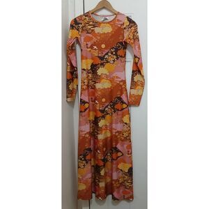 Alja horvat anthropologie womens small maxi art to wear long yellow rust dress